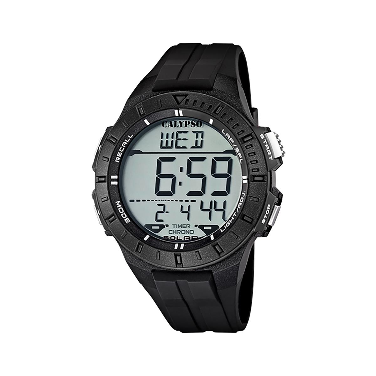 Festina Calypso 48mm Mens Digital Watch Chrono 12/24H Alarm Light Timer - K5607 Black