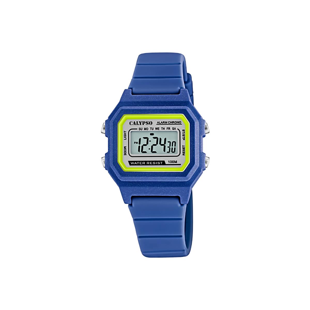 Festina Calypso Rectangle Kids Digital Watch Alarm Light Chromo Boys / Girls - K5802 Blue