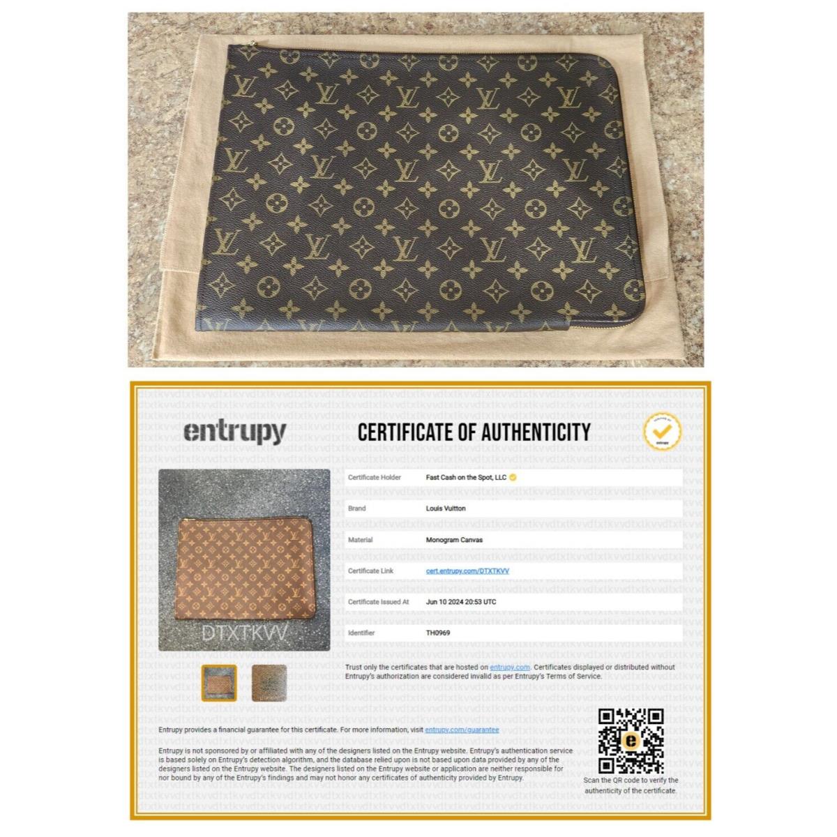 Louis Vuitton Monogram Poche Documents 39 Case M53456 w/ Entrupy Coa