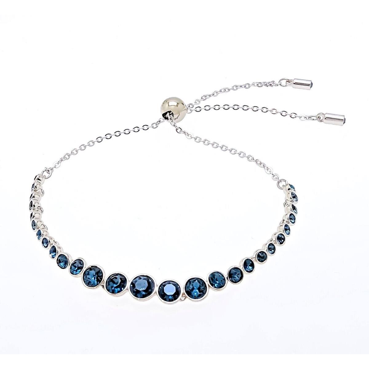 Swarovski Rhodium Blue Crystal Emily Tennis Bracelet 5663394