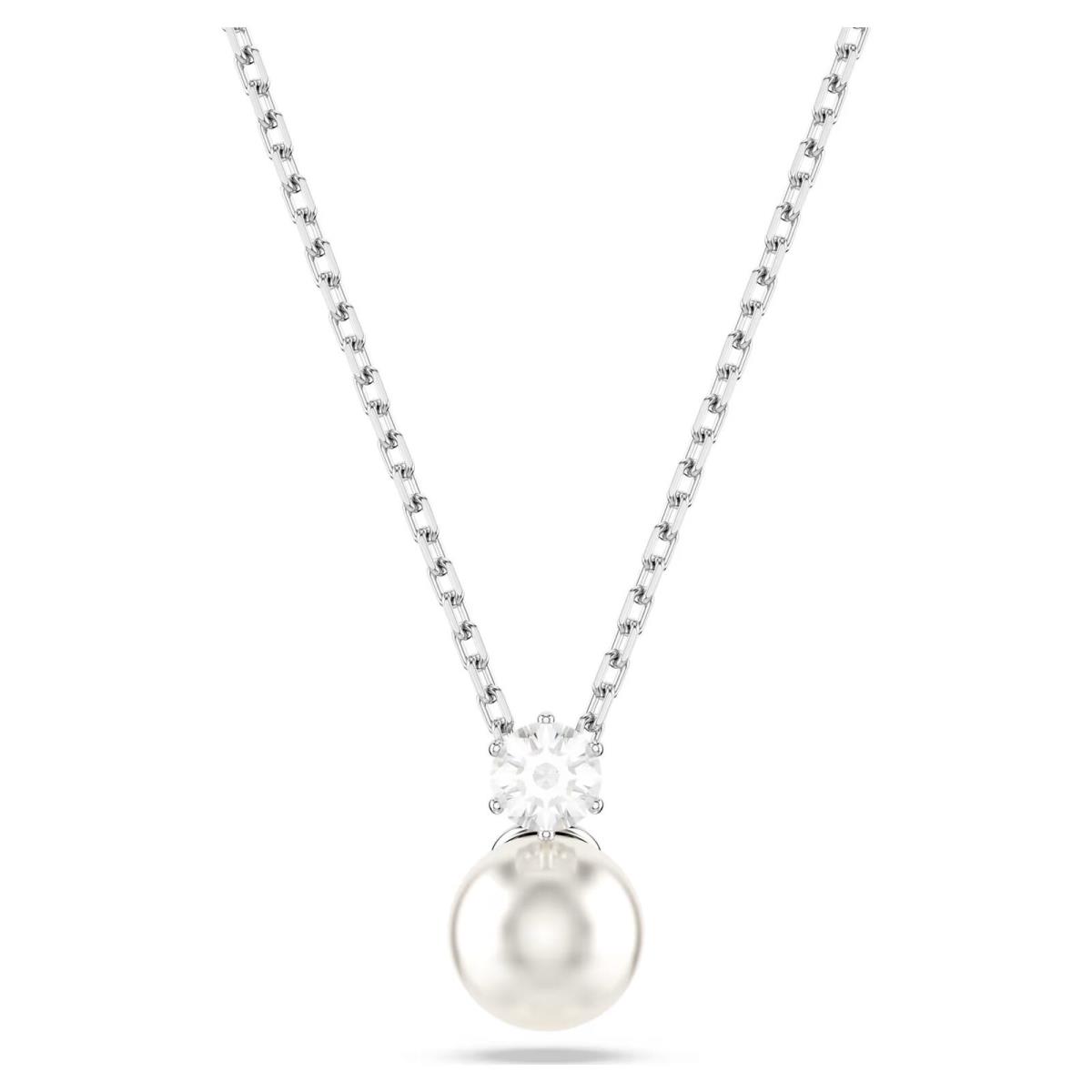 Swarovski Matrix Pendant Crystal Pearl Round Cut White Rhodium Plated 5693897