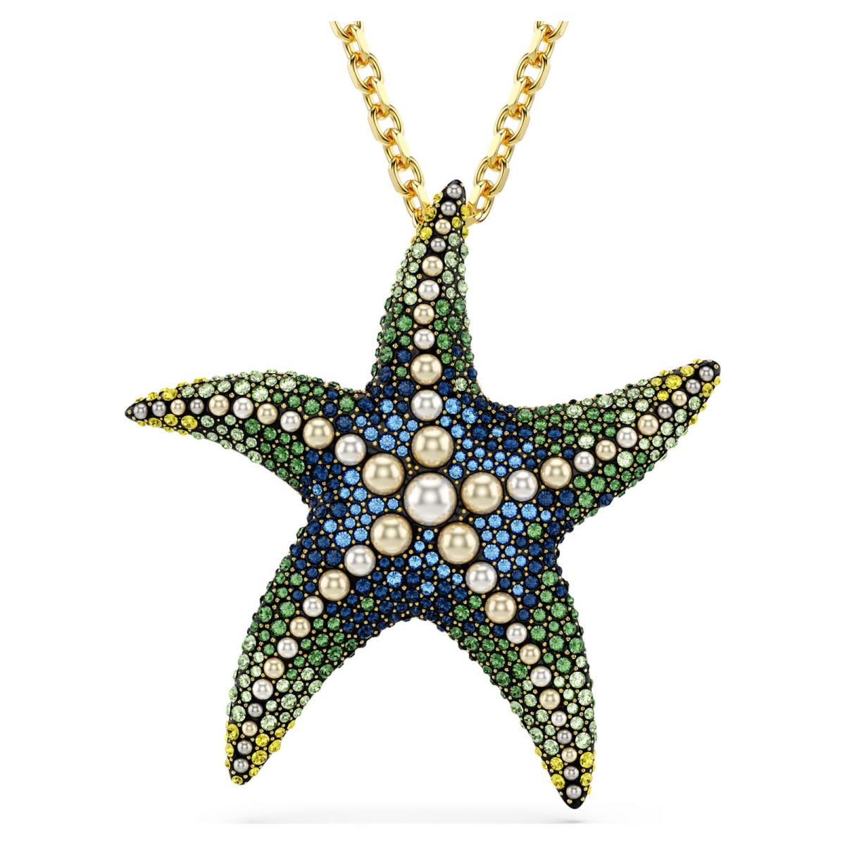 Swarovski Idyllia Pendant Brooch Crystal Pearls Starfish Gold-tone 5684168