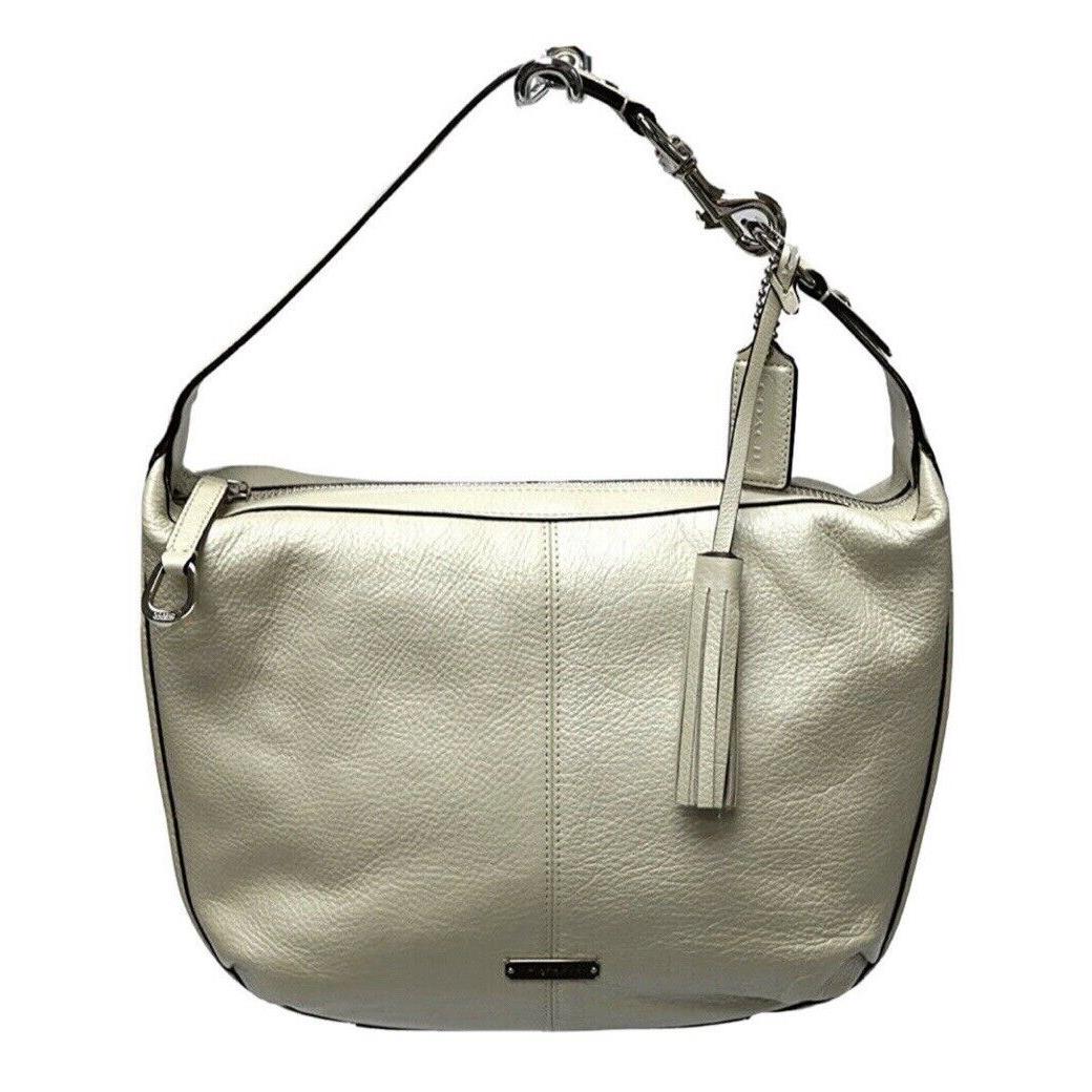 Coach Avery Pebbled Leather Hobo Bag Silver/pearl F23960