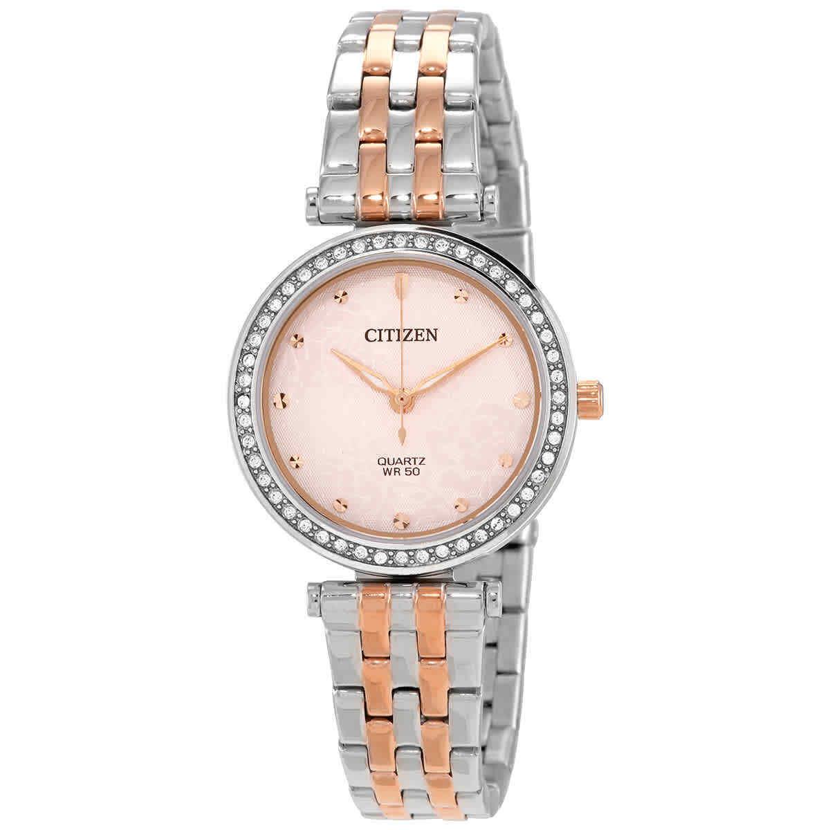 Citizen Quartz Crystal Pink Dial Ladies Watch ER0218-53X