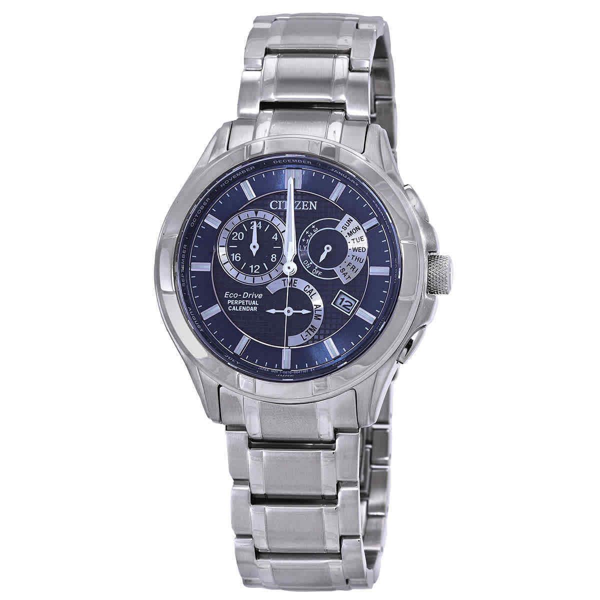 Citizen Eco-drive Perpetual Gmt Blue Dial Men`s Watch BL8160-58L