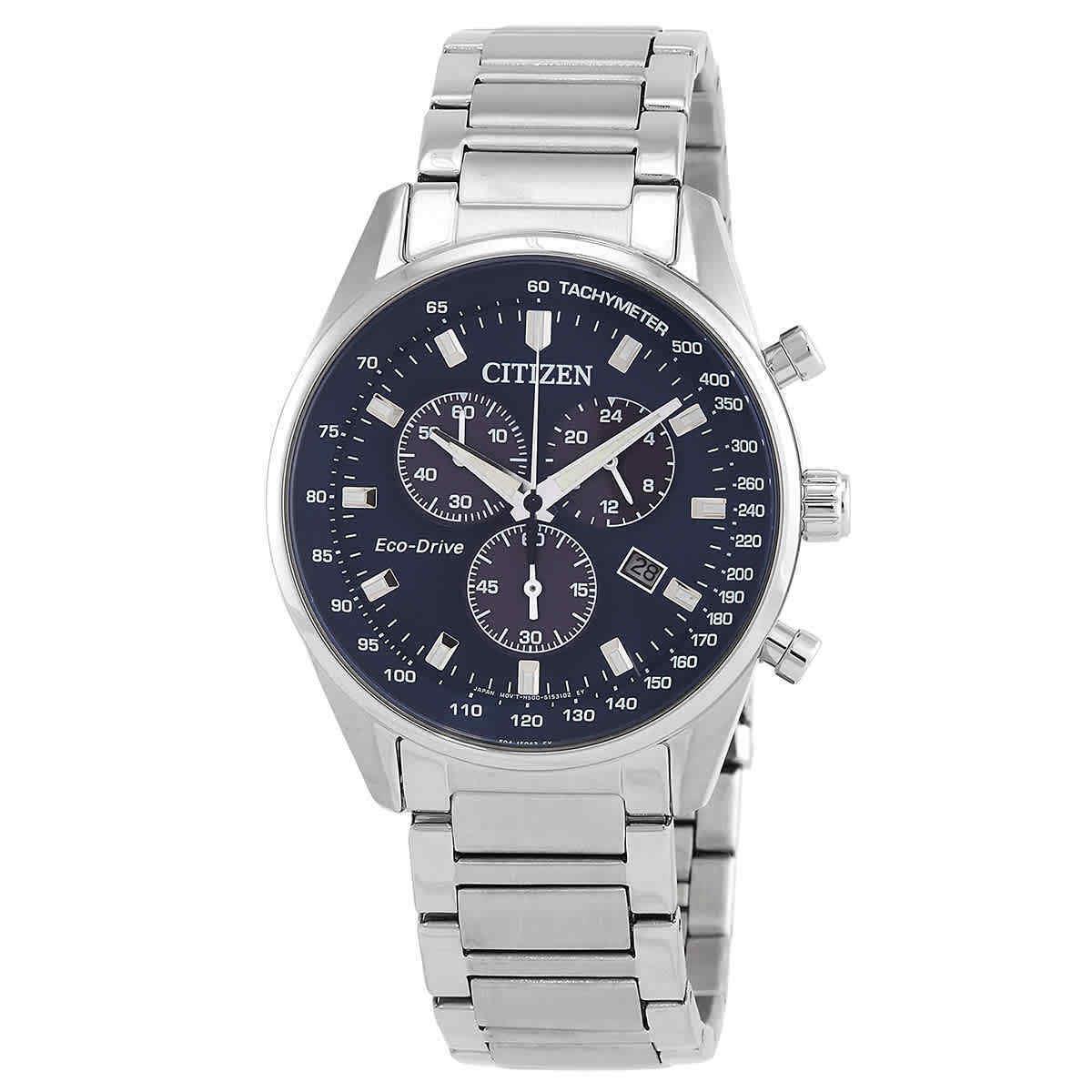 Citizen Chronograph Blue Dial Stainless Steel Men`s Watch AT2390-82L