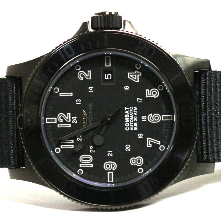 Glycine Combat Sub 42 Men`s Automatic Sports Casual Watch GL0086 - Dial: Black, Band: Black, Gray, Silver, Bezel: Black