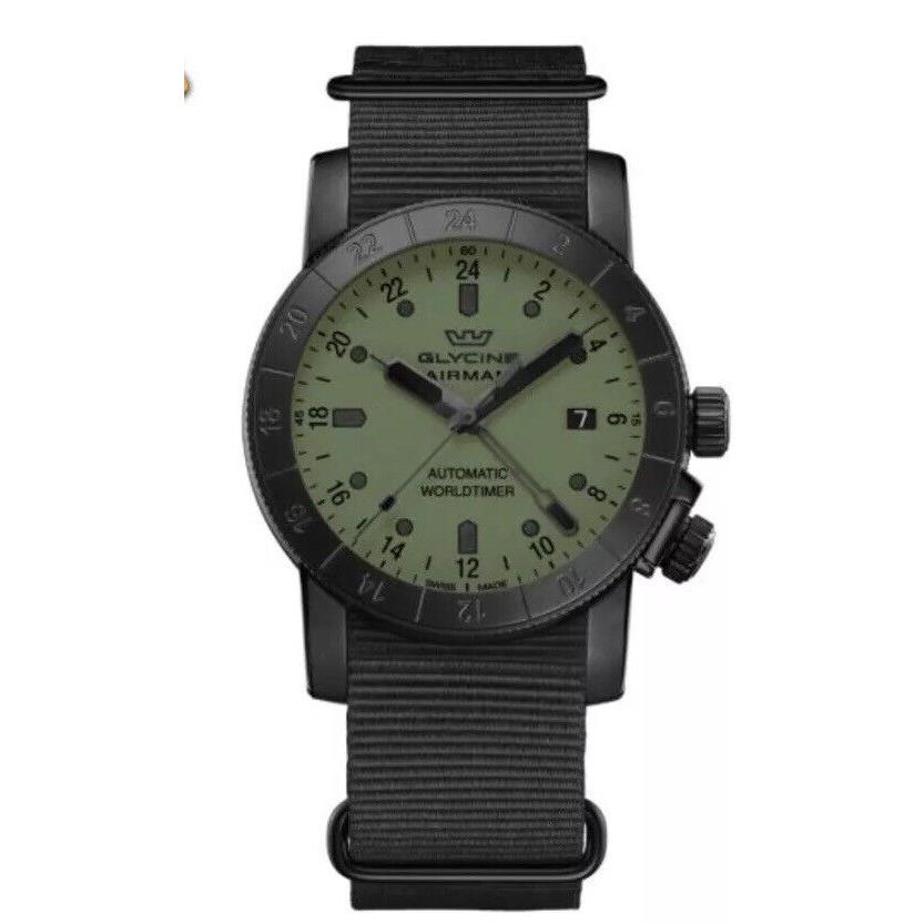 Glycine Airman Automatic 42mm Black World Time