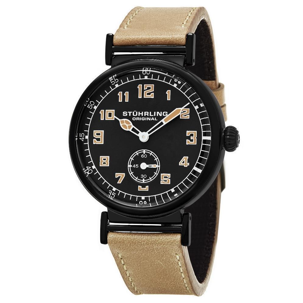 Stuhrling 456 02 Corsair Quartz Beige Leather Strap Mens Watch