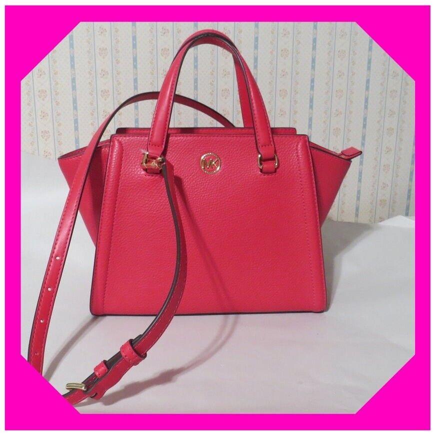 Michael Kors Freya Deep Pink Leather Satchel Crossbody Small Handbag Nwtag