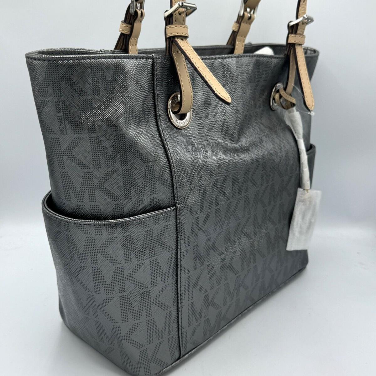 Michael Kors Jet Set East West Signature Metal Saffiano Tote