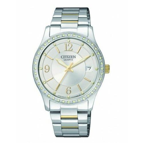 Citizen Quartz EV0044-58A Crystals Silver Dial Two Tone Women`s Watch SD