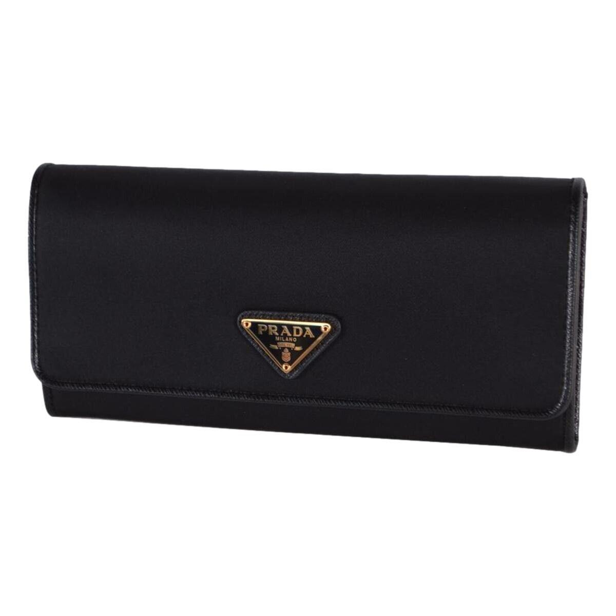 Prada Triangle Logo Tessuto Re-nylon Black Continental Large Flap Wallet