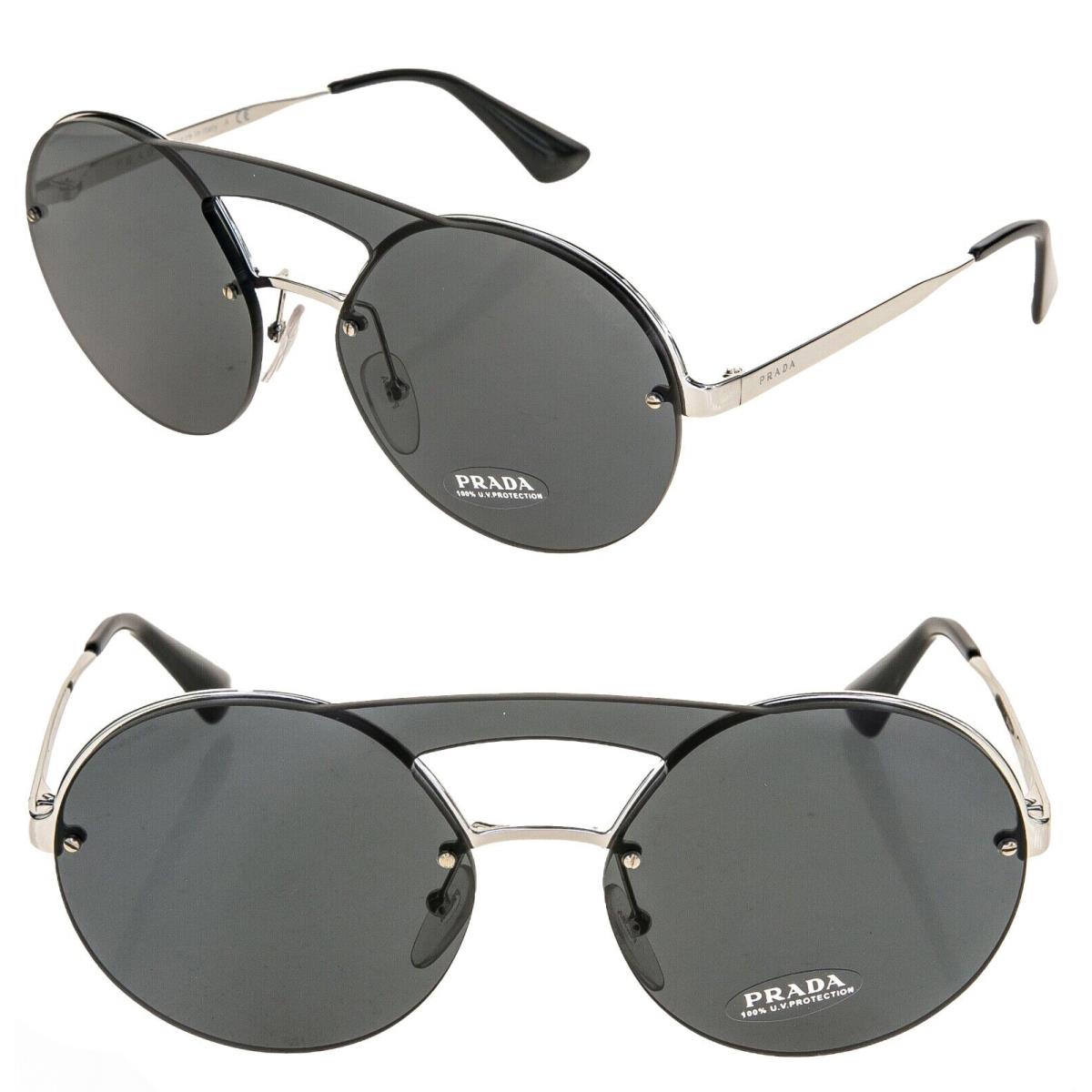 Prada 65T Cinema Sunglasses Silver Black Rimless Metal PR65TS Snoop Dogg Olympic