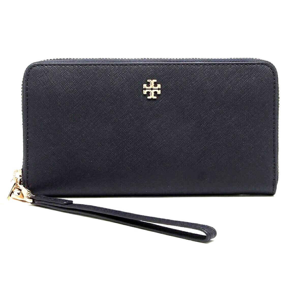 Tory Burch Emerson Wristlet Zip Continental Wallet Leather Tory Navy