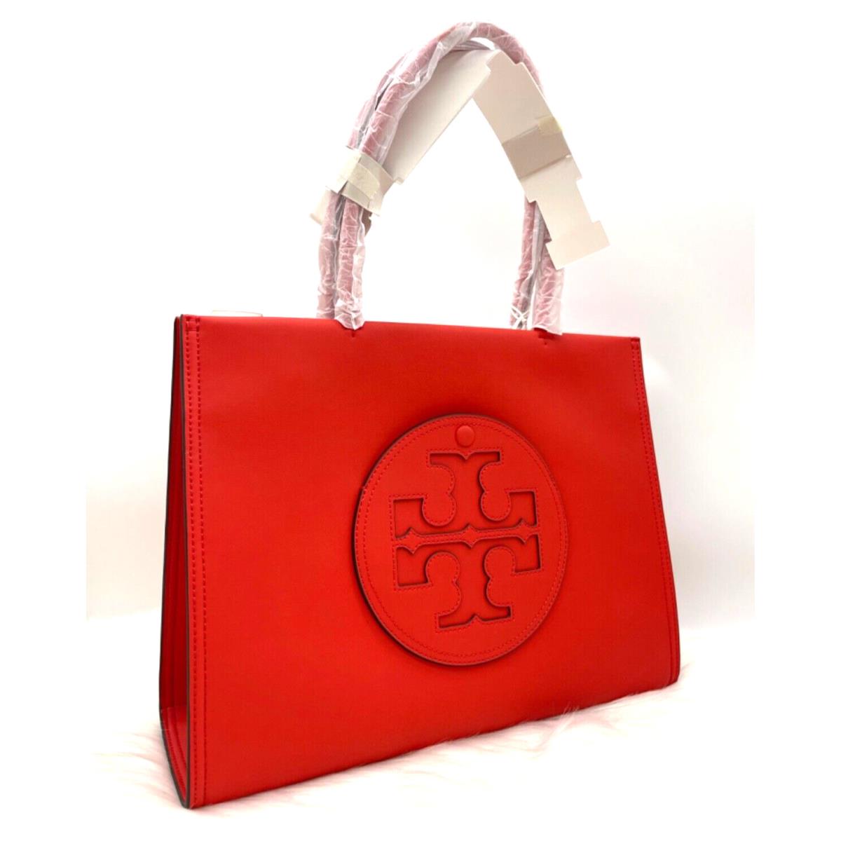 Tory Burch Ella Bio Logo Small Tote Shopper Bag In Poppy Red