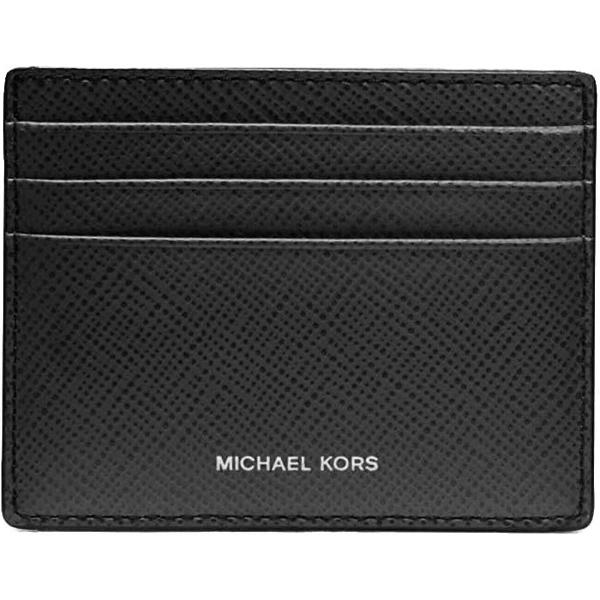 Michael Kors L77644 Mens Black Leather Harrison Tall Card Case Wallet 3.25x4