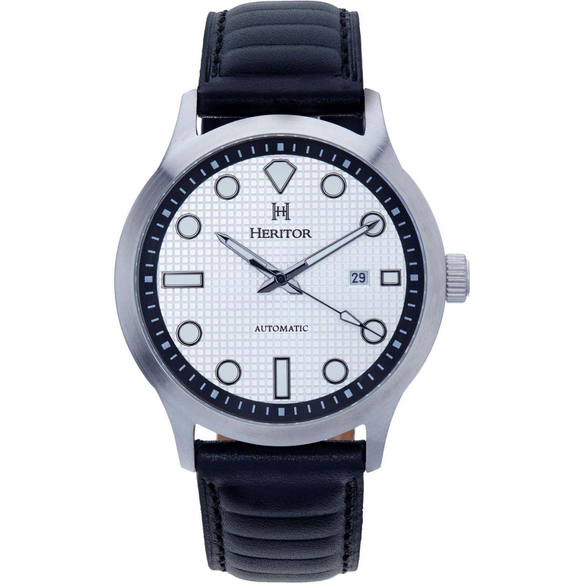 Heritor Automatic Bradford Leather-band Watch W/date Silver/black : HERHS1106