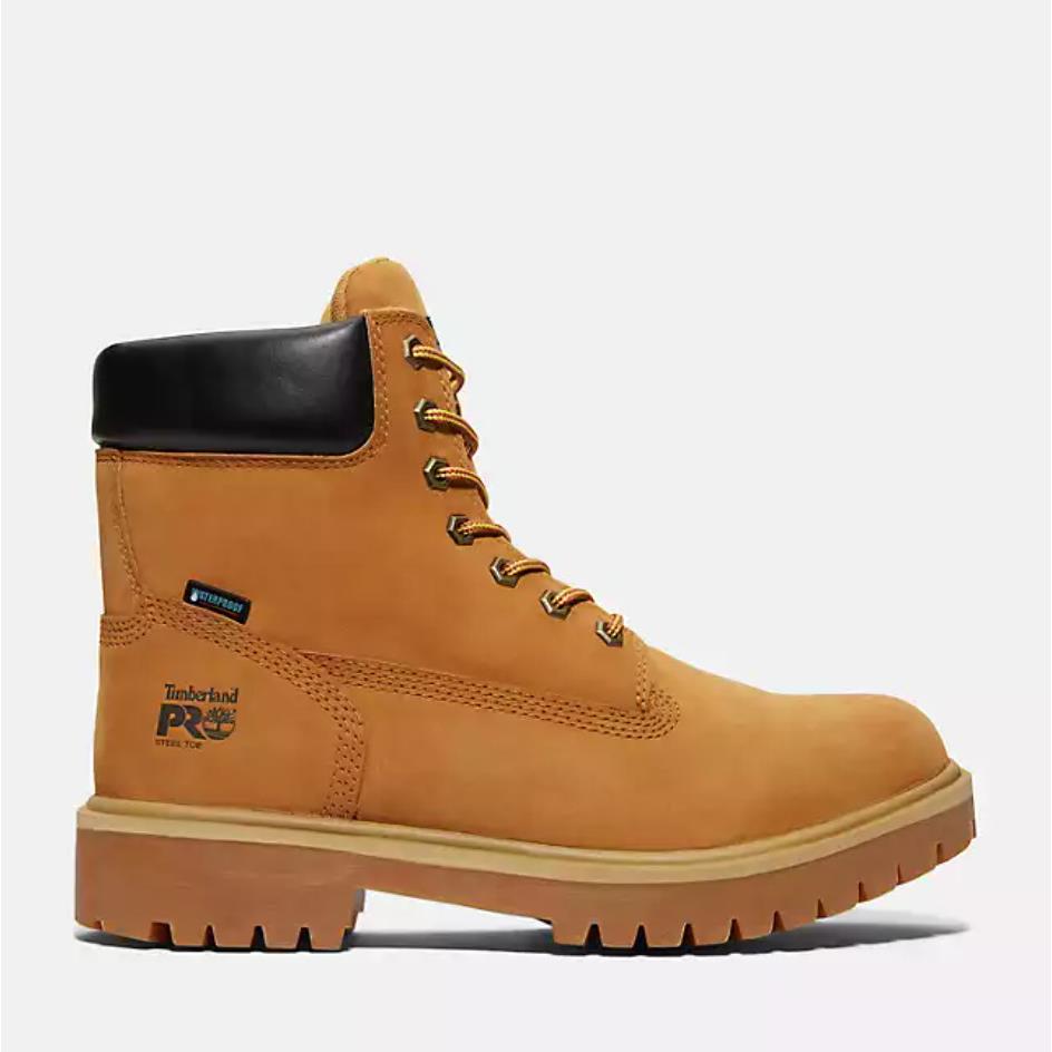 Timberland Pro Men`s Direct Attach 6 Steel Soft Toe Work Boots Wheat Sizes