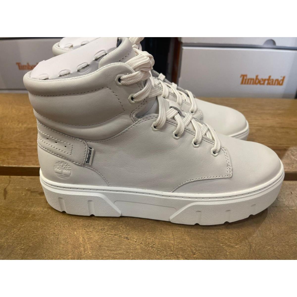 Timberland Women`s Laurel Court High Top Sneaker White Full Grain A27EK-EM2