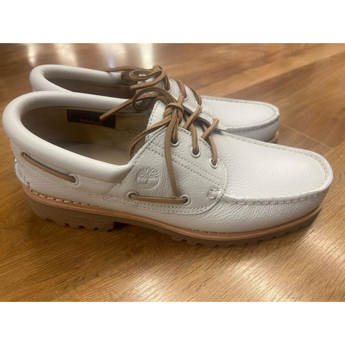 Timberland Men`s Authen Lace Up 3-EYE Boat Shoes White Full G Rain A4149