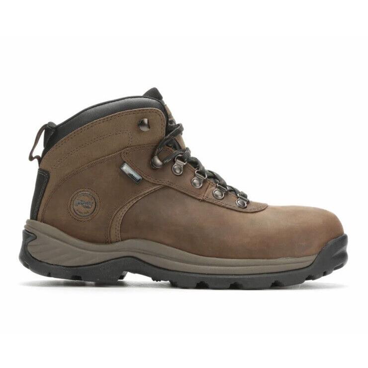 Men`s Timberland Pro Flume Mid Waterproof Steel Toe Work Boots Brown A1Q8V 9.5 M