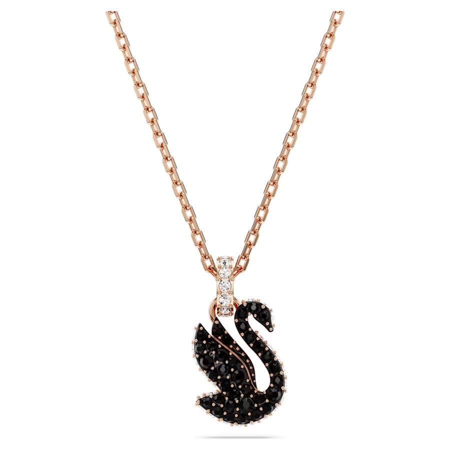 Swarovski Swan Pendant Swan Small Black Rose Gold-tone Plated 5678046