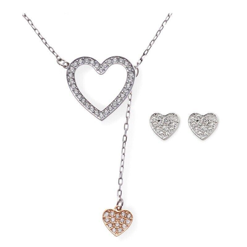 Swarovski Cupid Set Heart Clear Crystal Earring Necklace 5195169