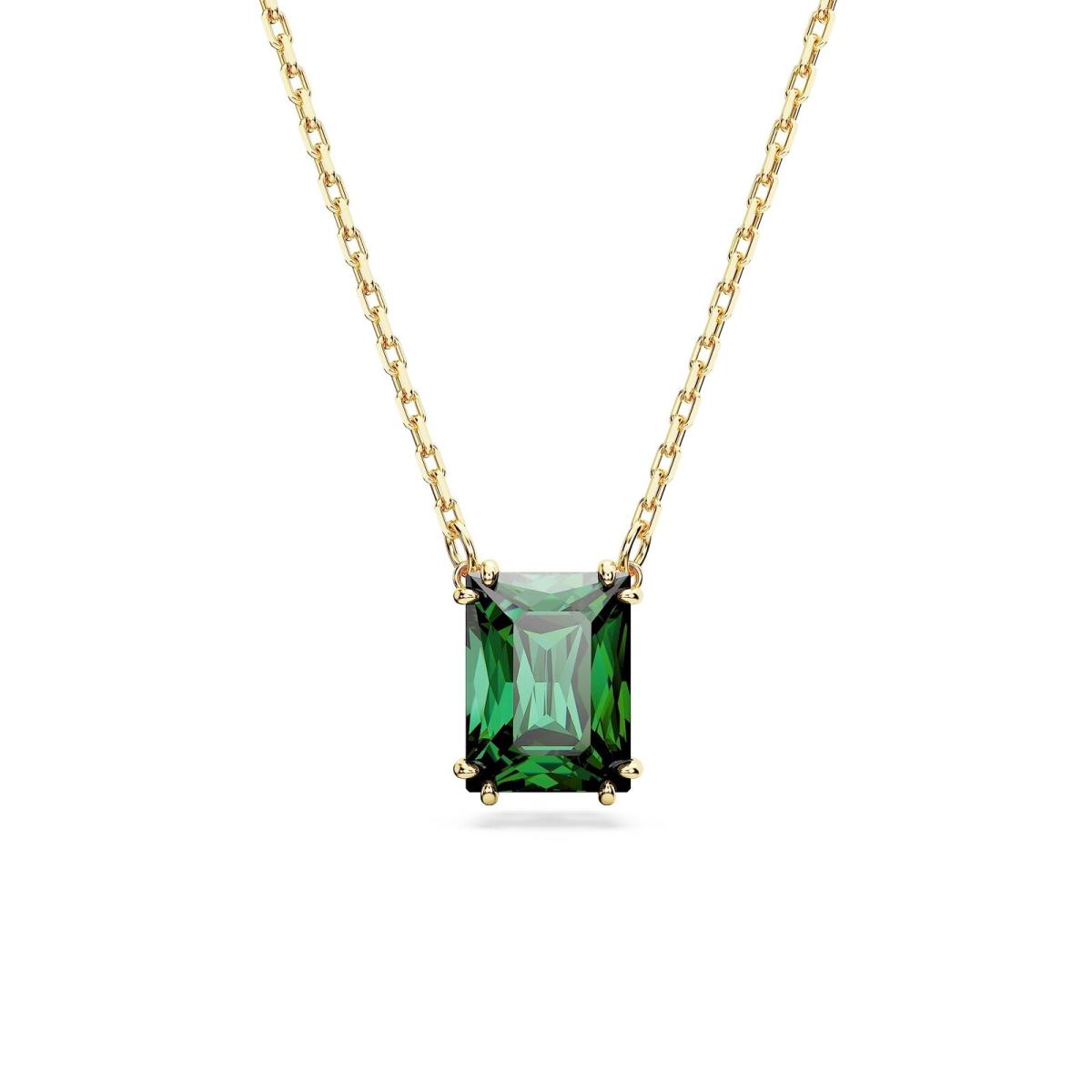 Swarovski Stilla Pendant Necklace Rectangular Cut Green Gold-tone Plated 5677141