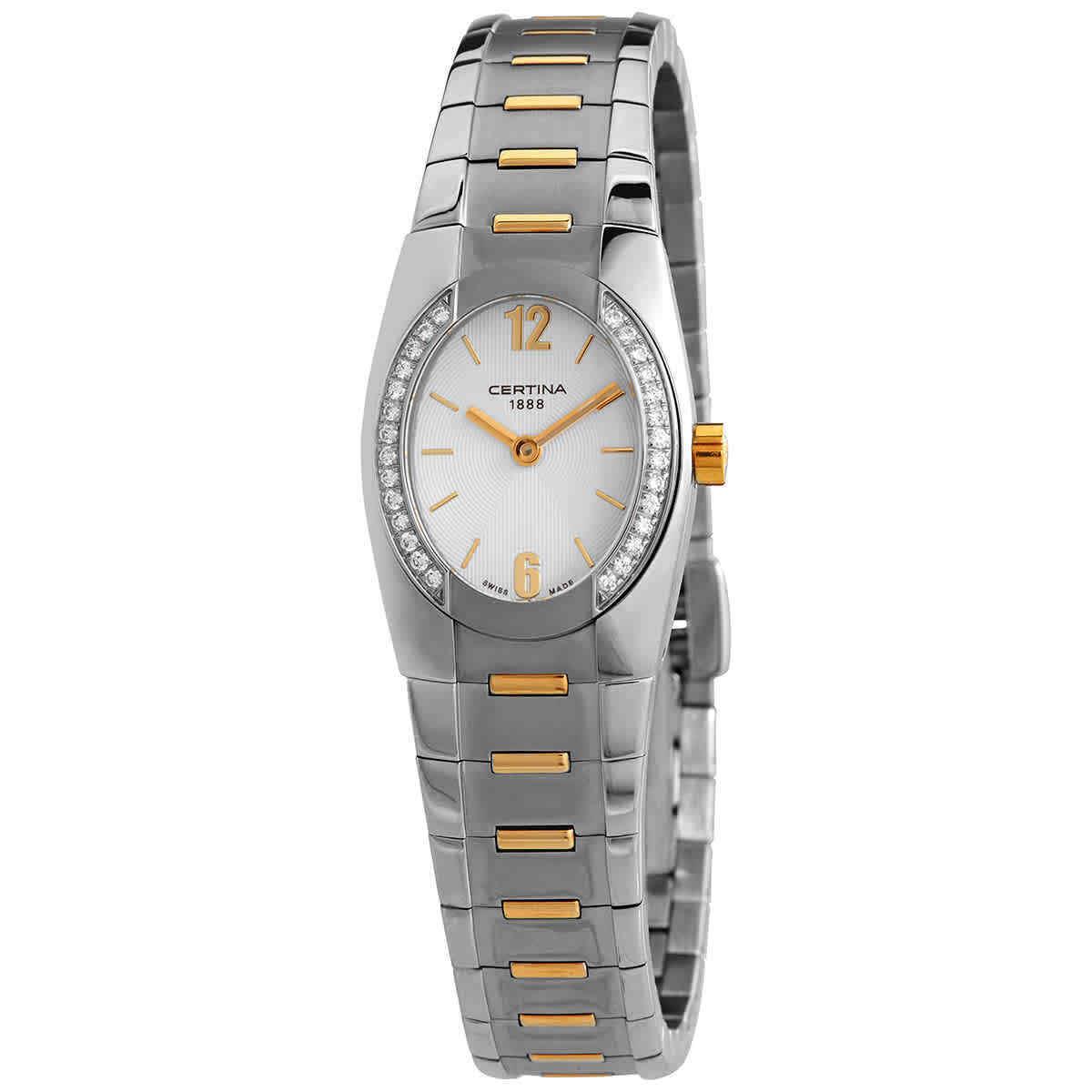 Certina DS Spel Mini Quartz White Dial Ladies Watch C322.7154.50.26 - Dial: White, Band: Two-tone (Silver-tone and Gold PVD), Bezel: Silver-tone