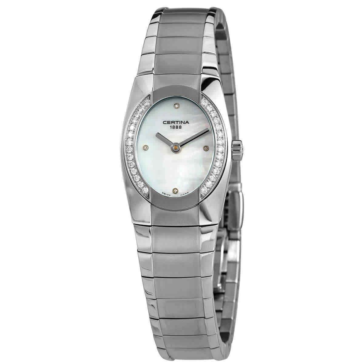 Certina DS Spel Mini Quartz Diamond Dial Ladies Watch C322.7154.48.91 - Dial: Mother of Pearl, Band: Silver-tone, Bezel: Silver-tone