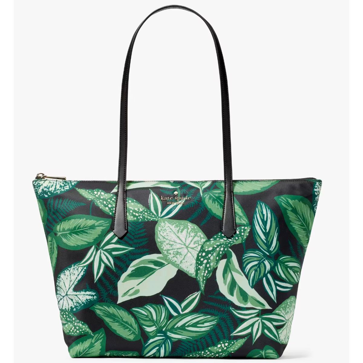 Kate Spade Kitt Fern Foliage Large Nylon Tote Green KH393 Retail