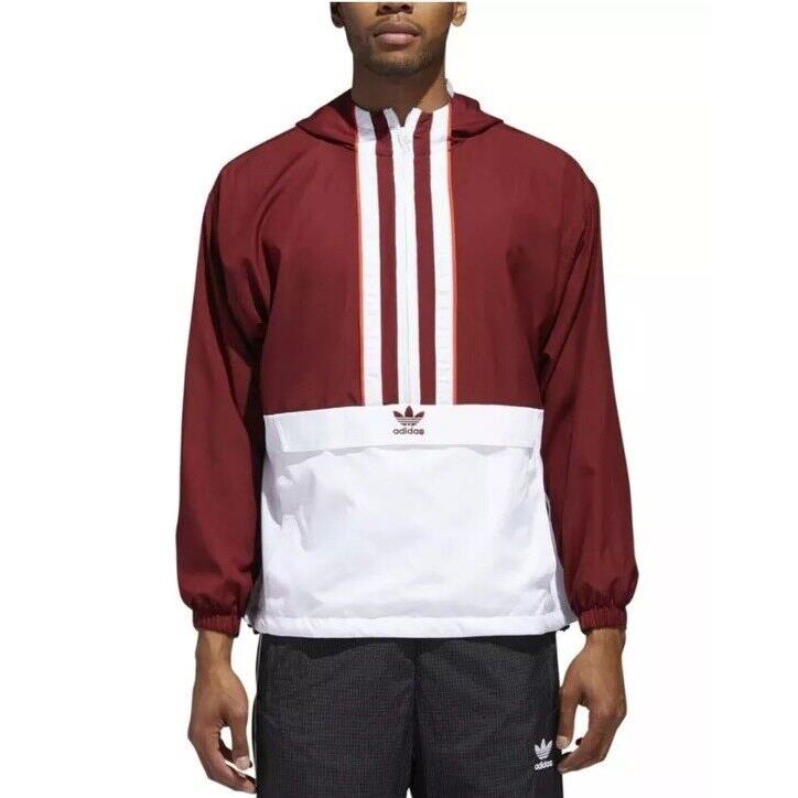 Adidas Men`s Size M Originals Anorak Jacket Noble Maroon DJ2853