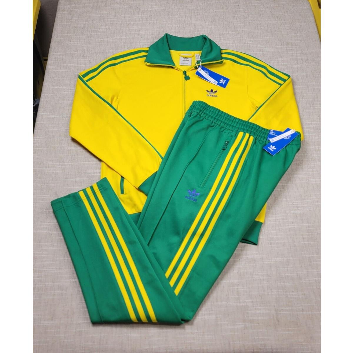 Adidas Beckenbauer Tracksuit Jacket Pants Small Yellow Green FB Nations Brazil