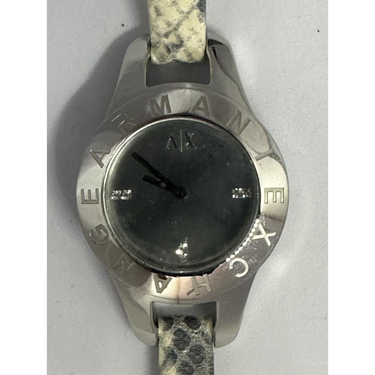 Armani Exchange Ladies Battery Python Stamped Leather Watch AX4128