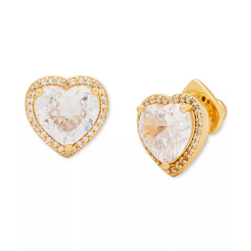 Kate Spade Earrings My Love Pave Heart Studs Gold Jewery Women Gift Sparkle New