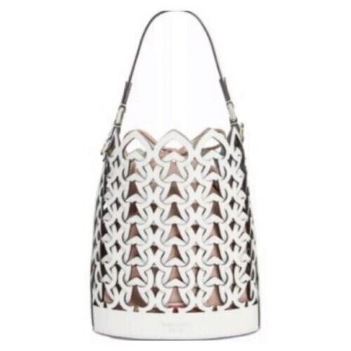 New Kate Spade Dorie Small Bucket Bag Optic White Italian Leather Novelty