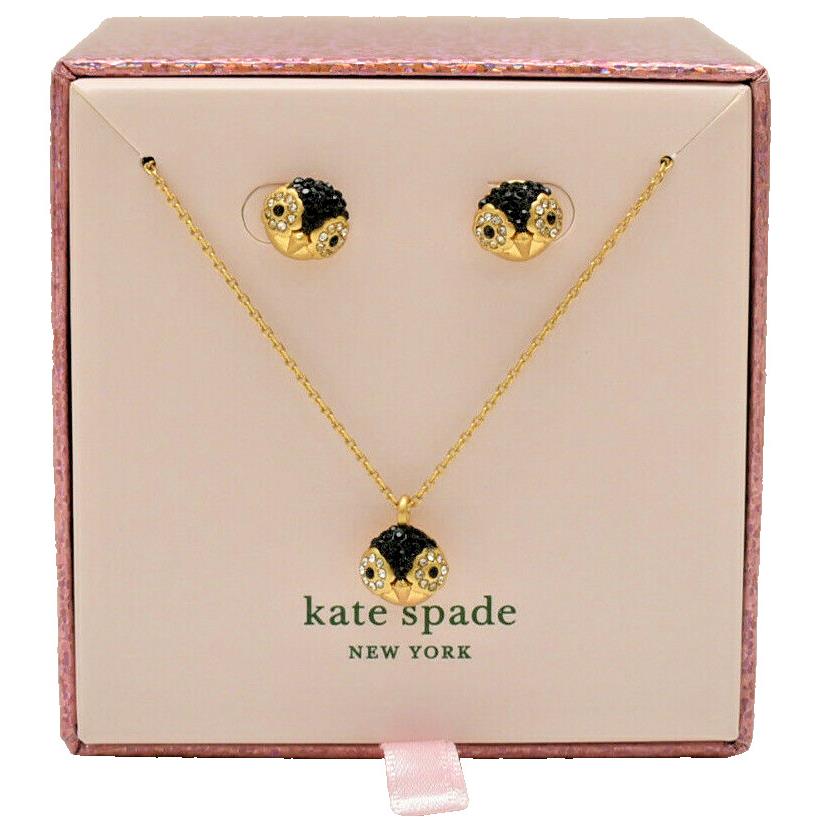 Kate Spade New York Dashing Beauty Penguin Pendant and Studs Boxed Set Goldtone