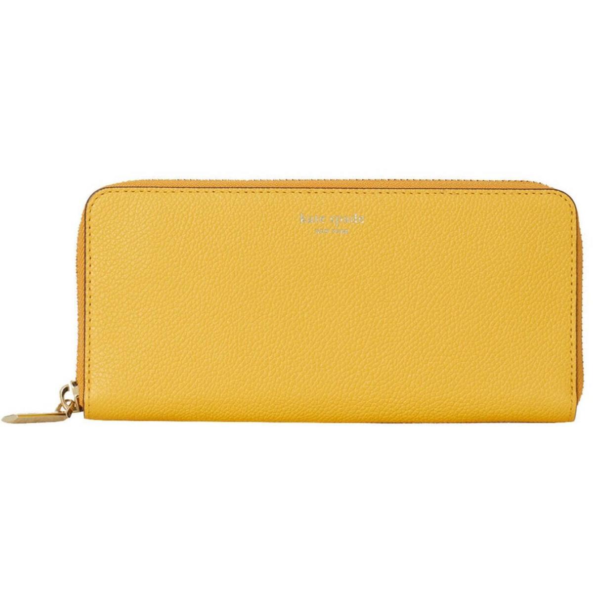 Kate Spade Margaux Continental Zip Wallet Womens Yellow Leather Slim Box