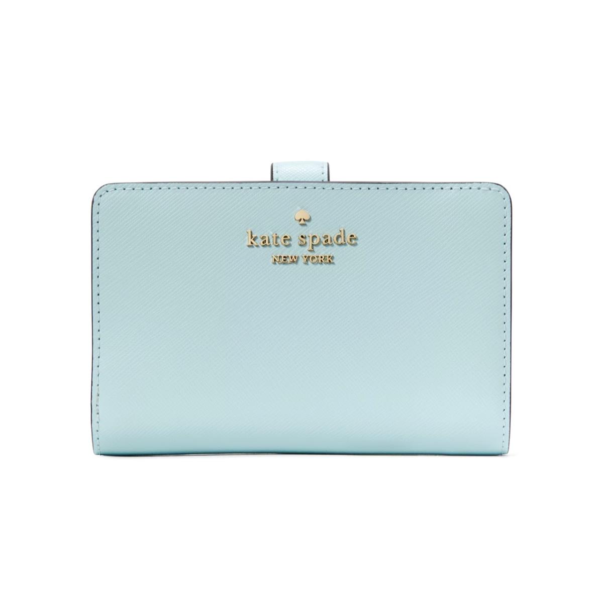 New Kate Spade Madison Medium Compact Bifold Wallet Leather Blue Glow