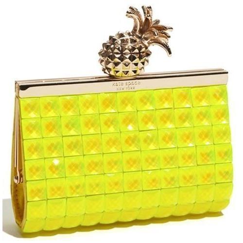 Kate Spade Lella Frame Clutch `lemondrop` Pineapple Clasp