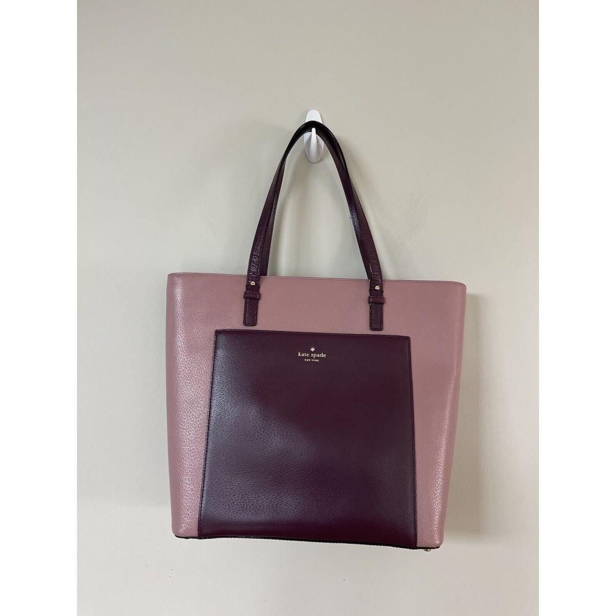 Kate Spade New York Tote Bag Grand Purple Color-block Sadie Leather Mauve