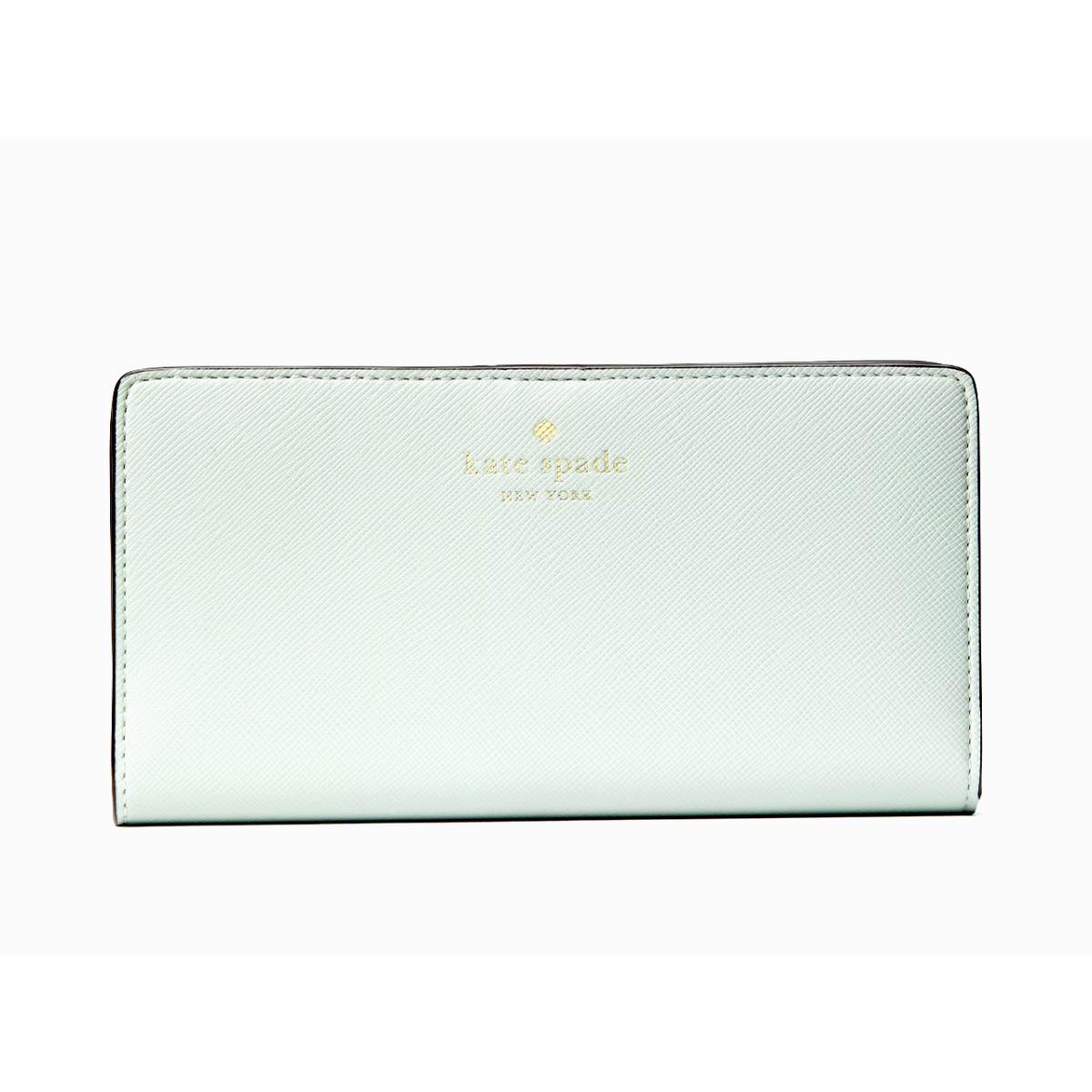 New Kate Spade Dana Large Slim Bifold Wallet Saffiano Crystal Blue