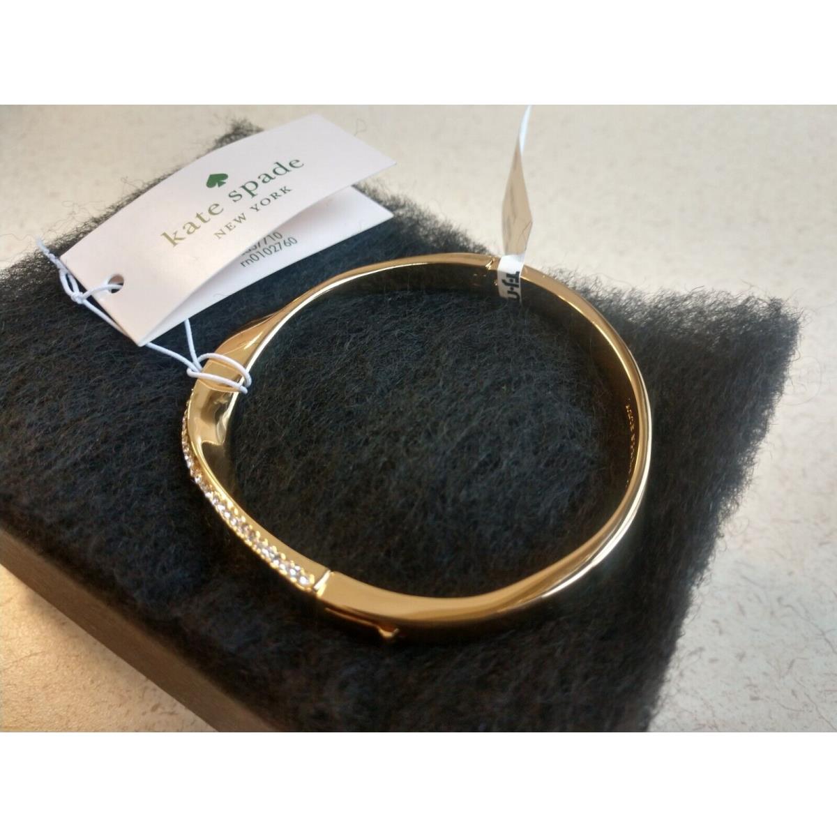 Kate Spade Do The Twist Pave Crystals Hinged Gold Bangle Bracelet