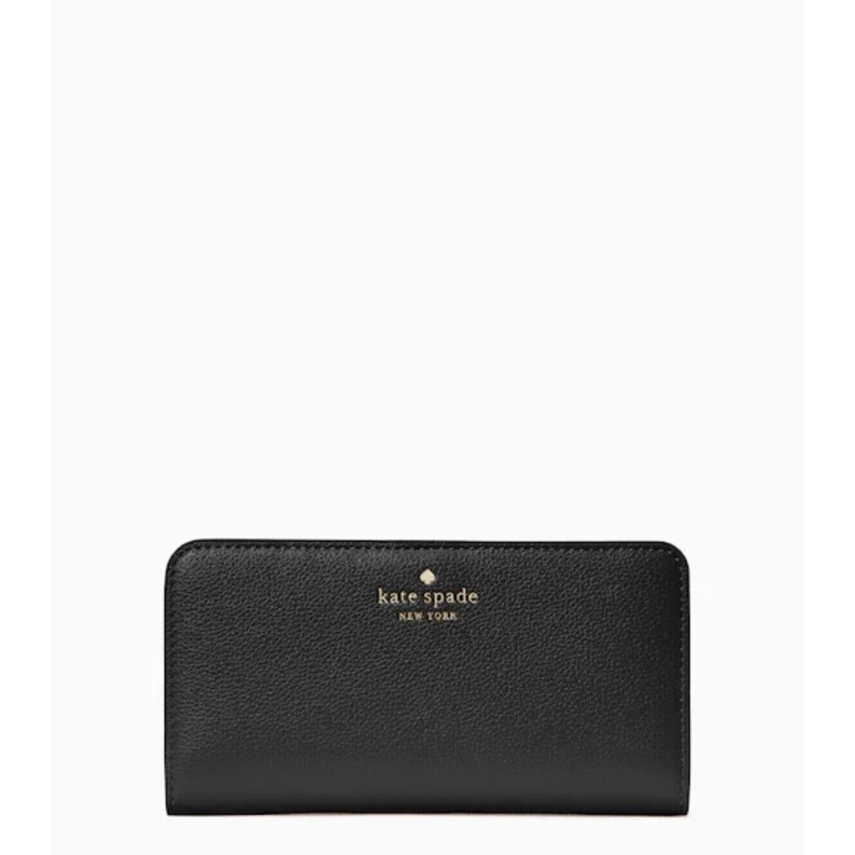 Kate Spade Bailey Large Slim Bifold Textured Leather Wallet In Black K9754