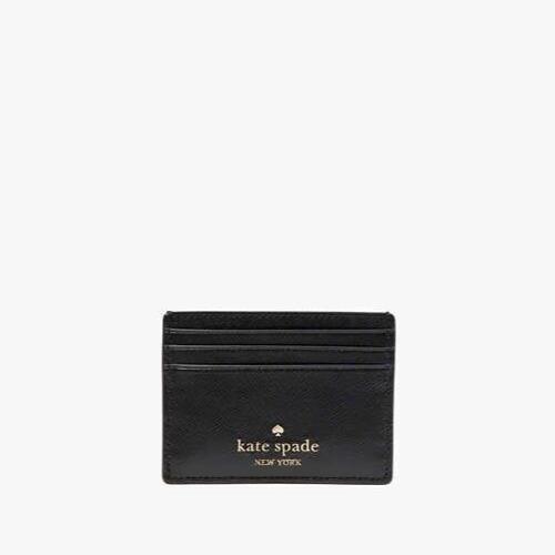 Kate Spade Madison Small Slim Card Holder Black Saffiano Leather Wallet KC582