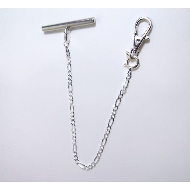 Alexander Solid 925 Sterling Silver Pocket Watch Chain -toggle Clasp