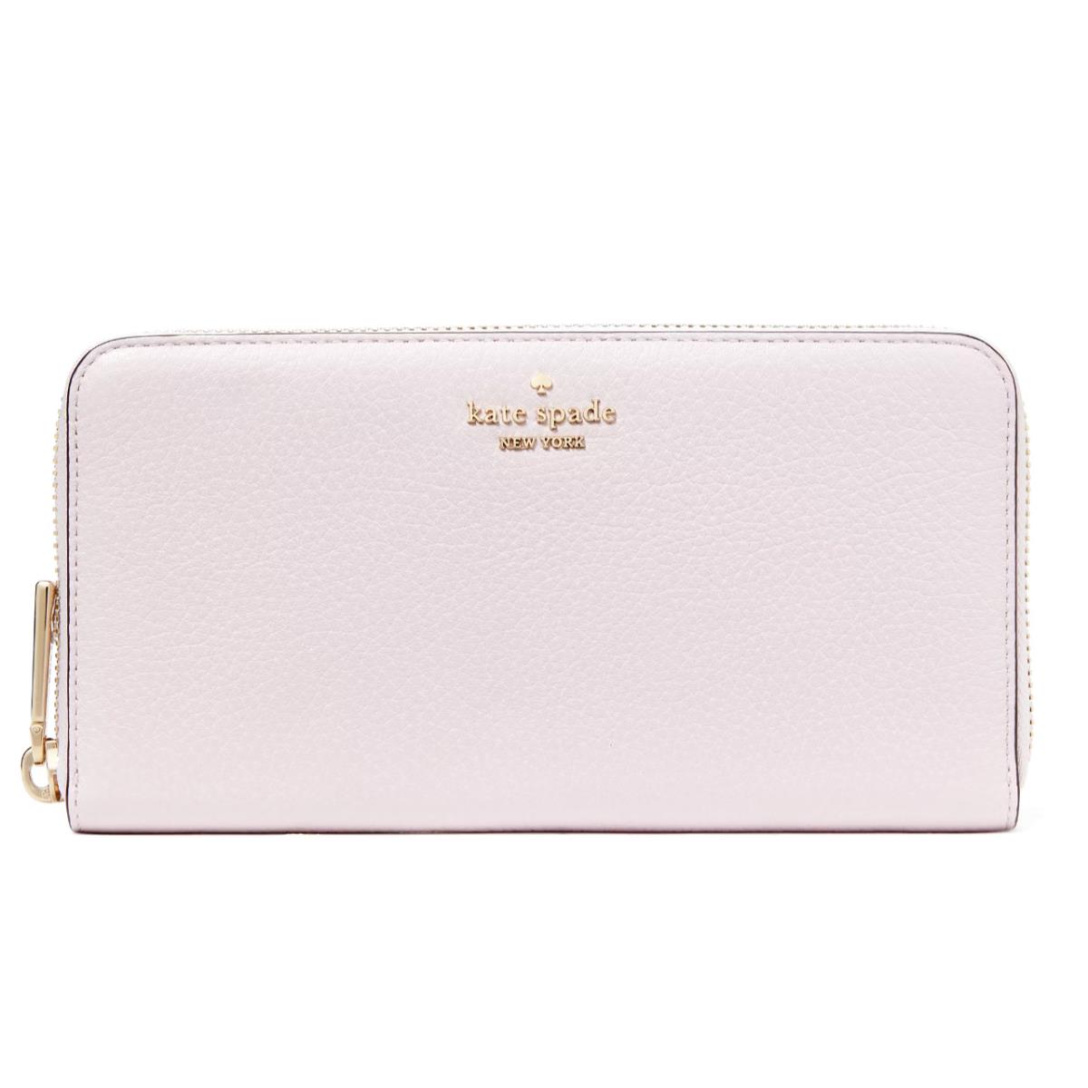 New Kate Spade Leila Large Continental Wallet Pebble Leather Shimmer Pink