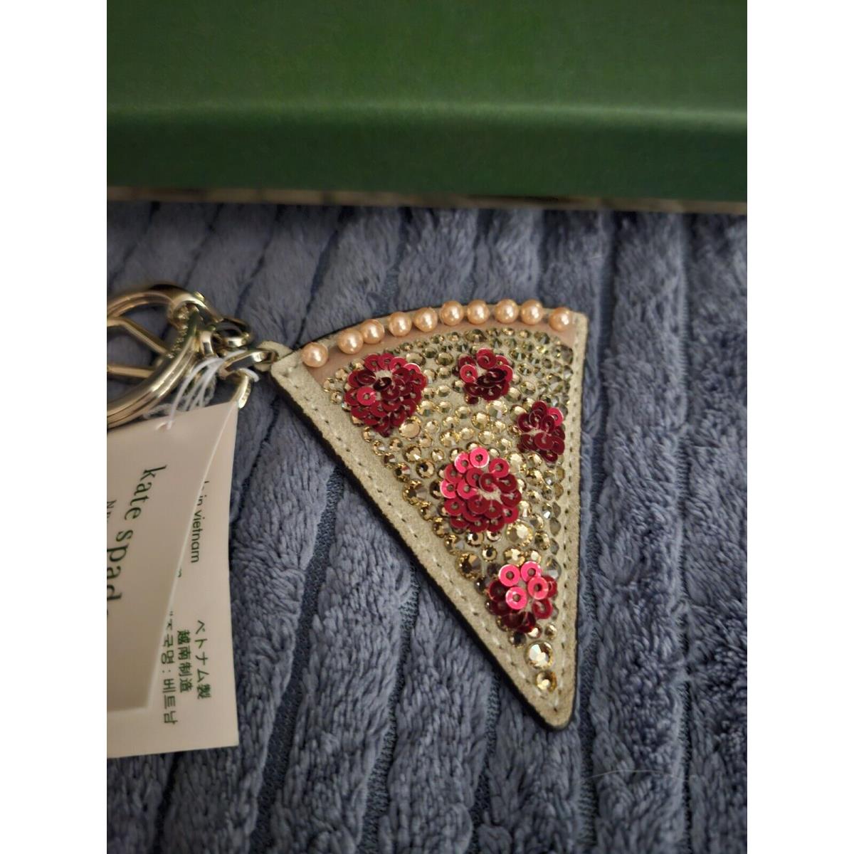 Kate Spade NY On a Roll Pizza Bag Charm Key Fob Keychain Beaded Novelty