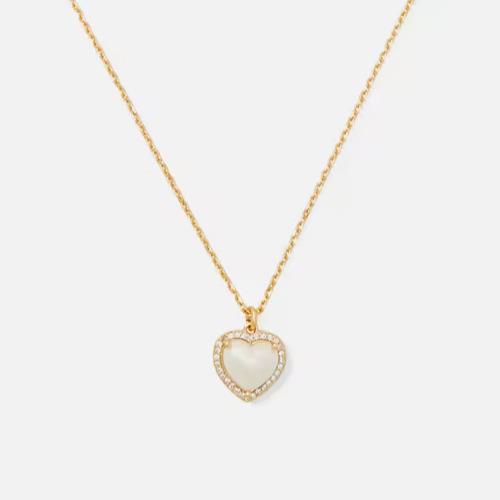 Kate Spade Heart Necklace My Love Pave Pendant Gold Pearl Women Jewelry Gift New